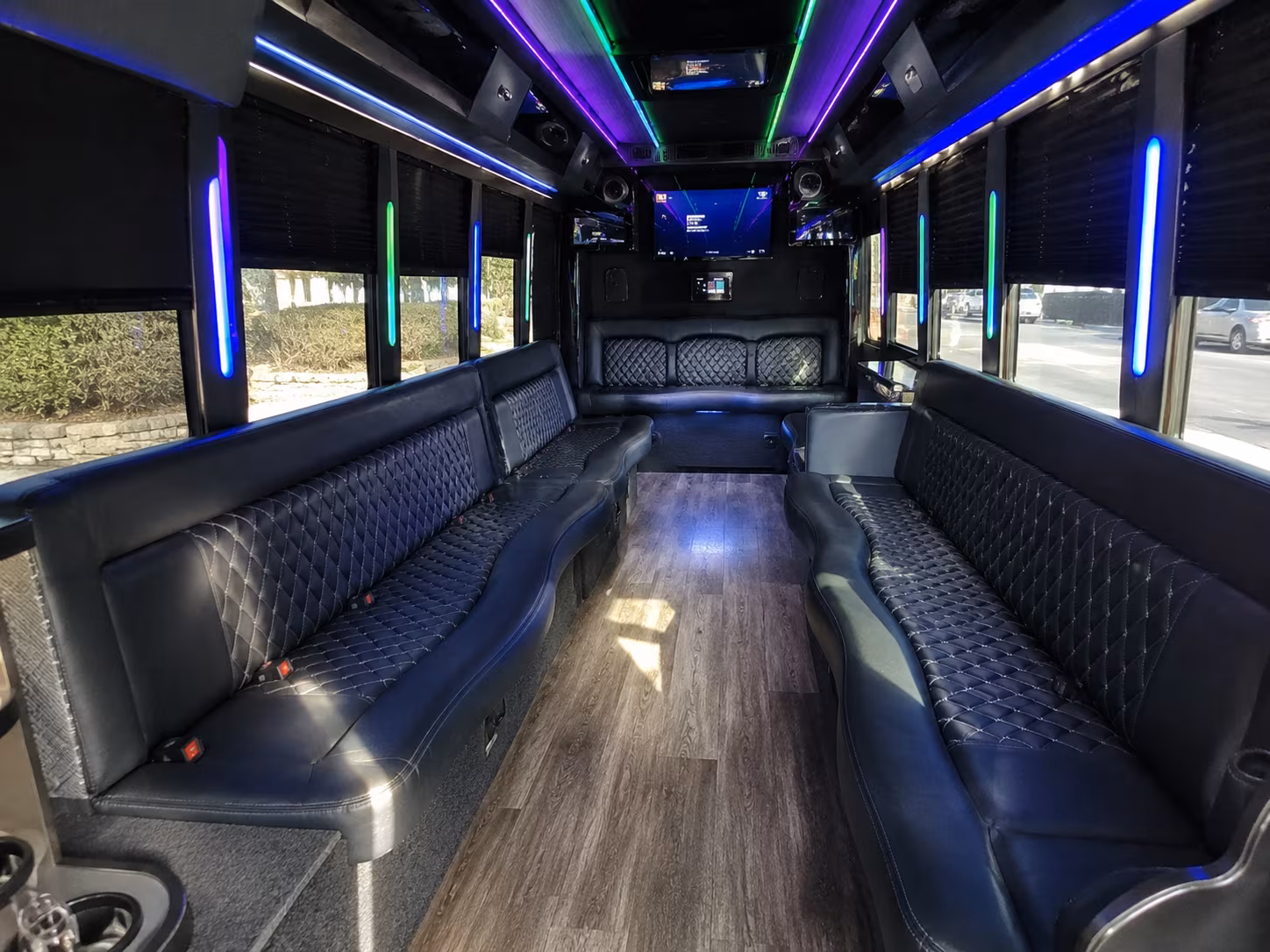 stratford 15 passenger party bus interior