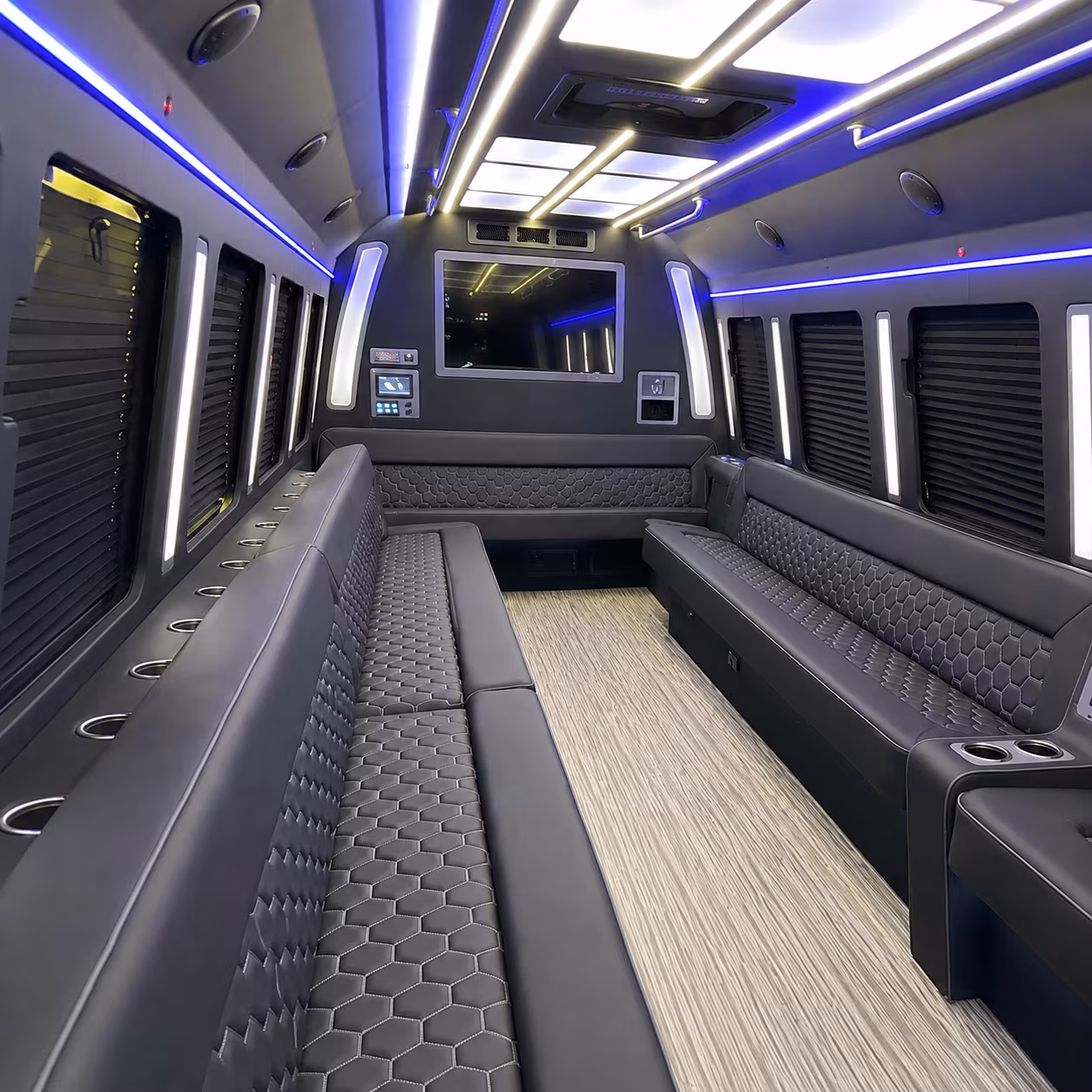 stratford 40 passenger party bus inside